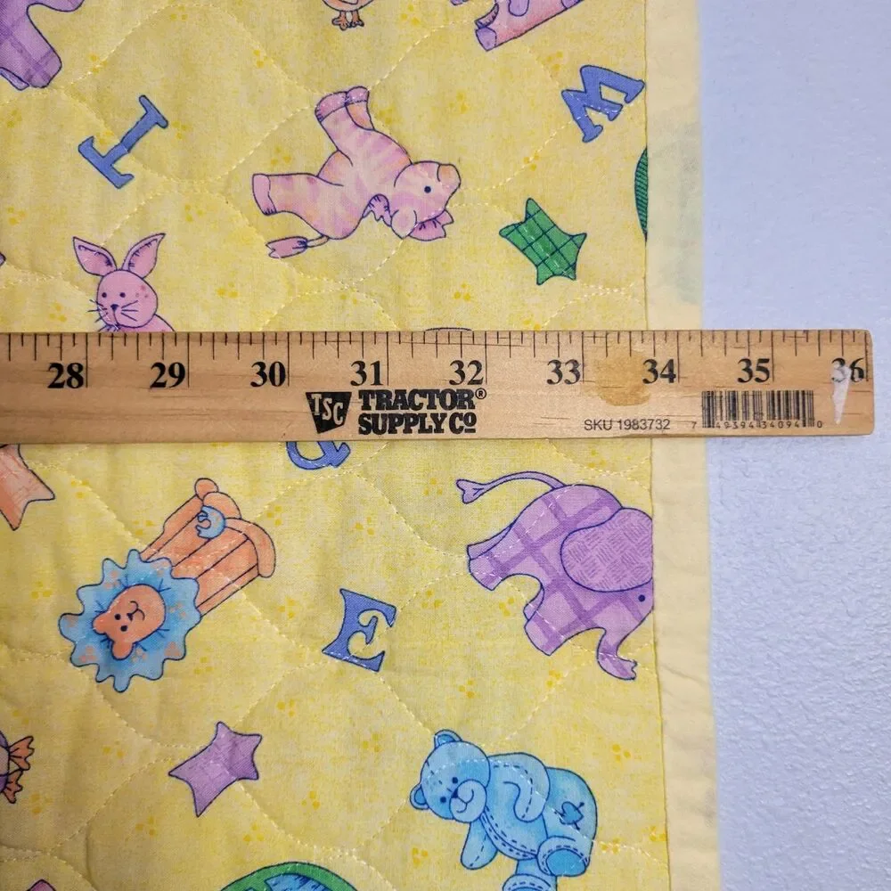 Vtg 90s Leslie Beck VIP Cranston Calico Animals ABC Baby Crib Quilt Wall Hanging